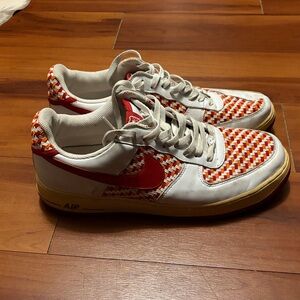 Nike Air Force 1 Men's Woven Jamaica Sneakers White/Red/Orange US 12, 309096-161